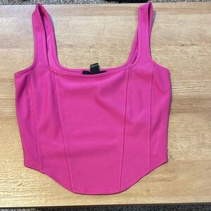Forever 21 Pink Fitted Bustier Tank Top